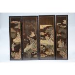 Four panels in Coromandel lacquer 'characters', China (84x30cm and 84x22cm) (*)