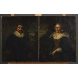 Anonymous (17th century): pair of paintings (o/c) 'portrait of a lady and a man' (54x44cm) (*)