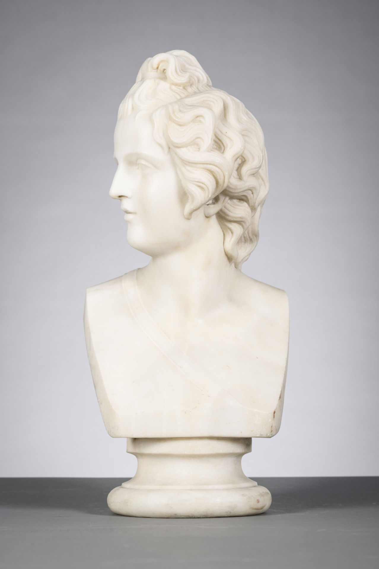 I. Kossos 1858: sculpted marble bust 'Apollo' (h53cm)