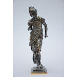 Gaudez: silver plated bronze 'Diana' (h41cm)