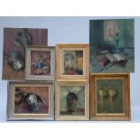 Lot: seven paintings by Vic Dooms on panel (from 29x24cm to 60x50cm)