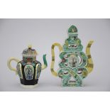 2 famille verte teapots in Chinese porcelain (H16.5 - 24cm) (*)