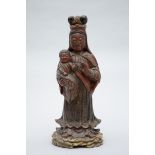 Chinese mother with child in polychrome wood (H60cm)