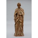A statue of a saint carved in wood, 19th century (H105cm)