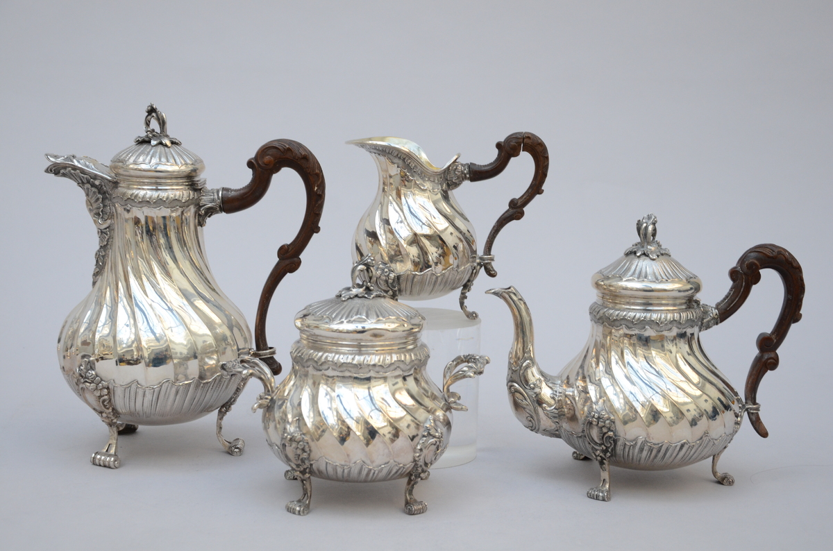 A four-piece silver coffee set in Louis XV style (*)