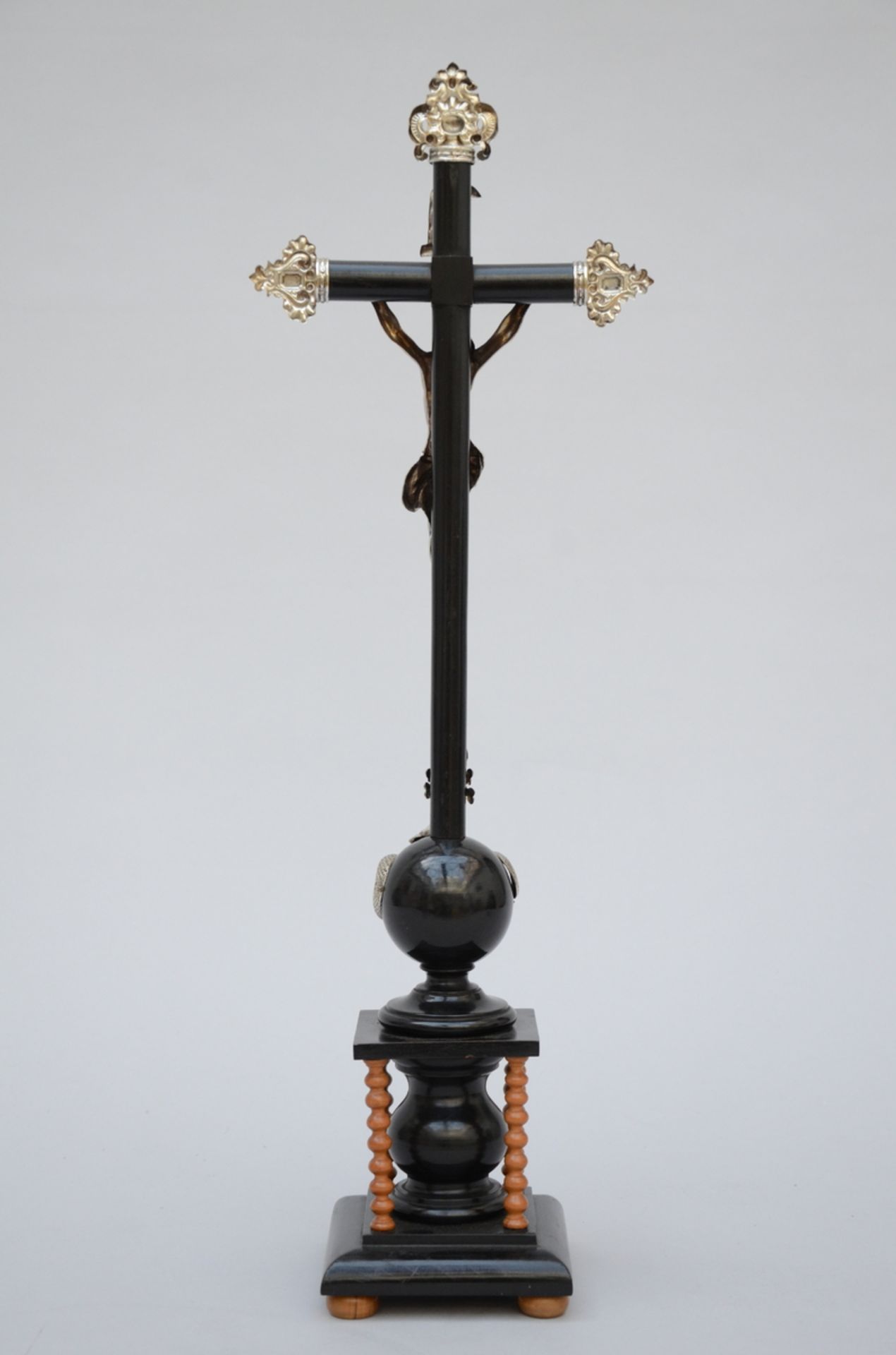 Crucifix in wood with silver elements (h54cm) - Image 2 of 4