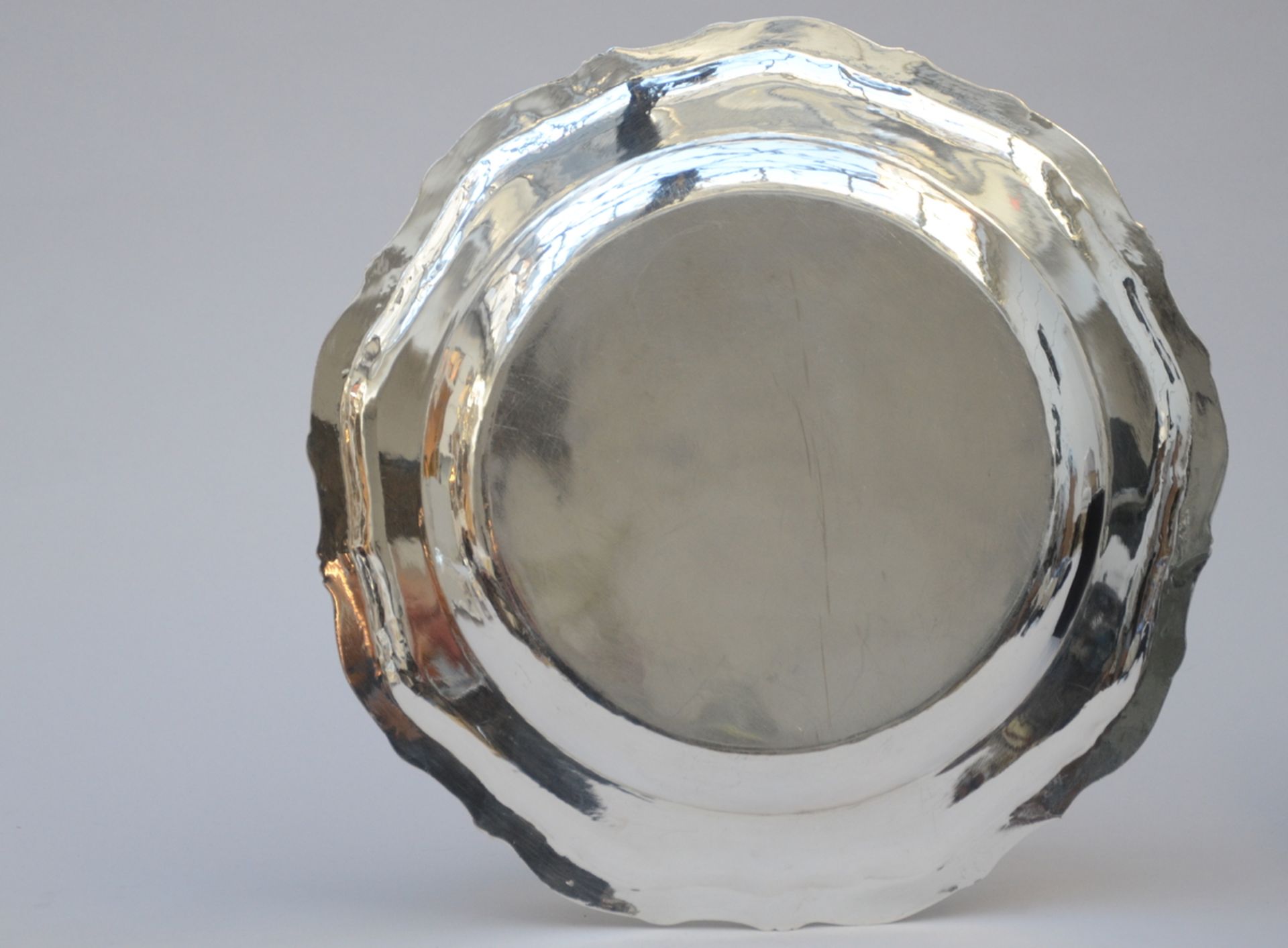Three-piece silver set: oval and round dish with sauce bowl (925/1000) - Image 3 of 5