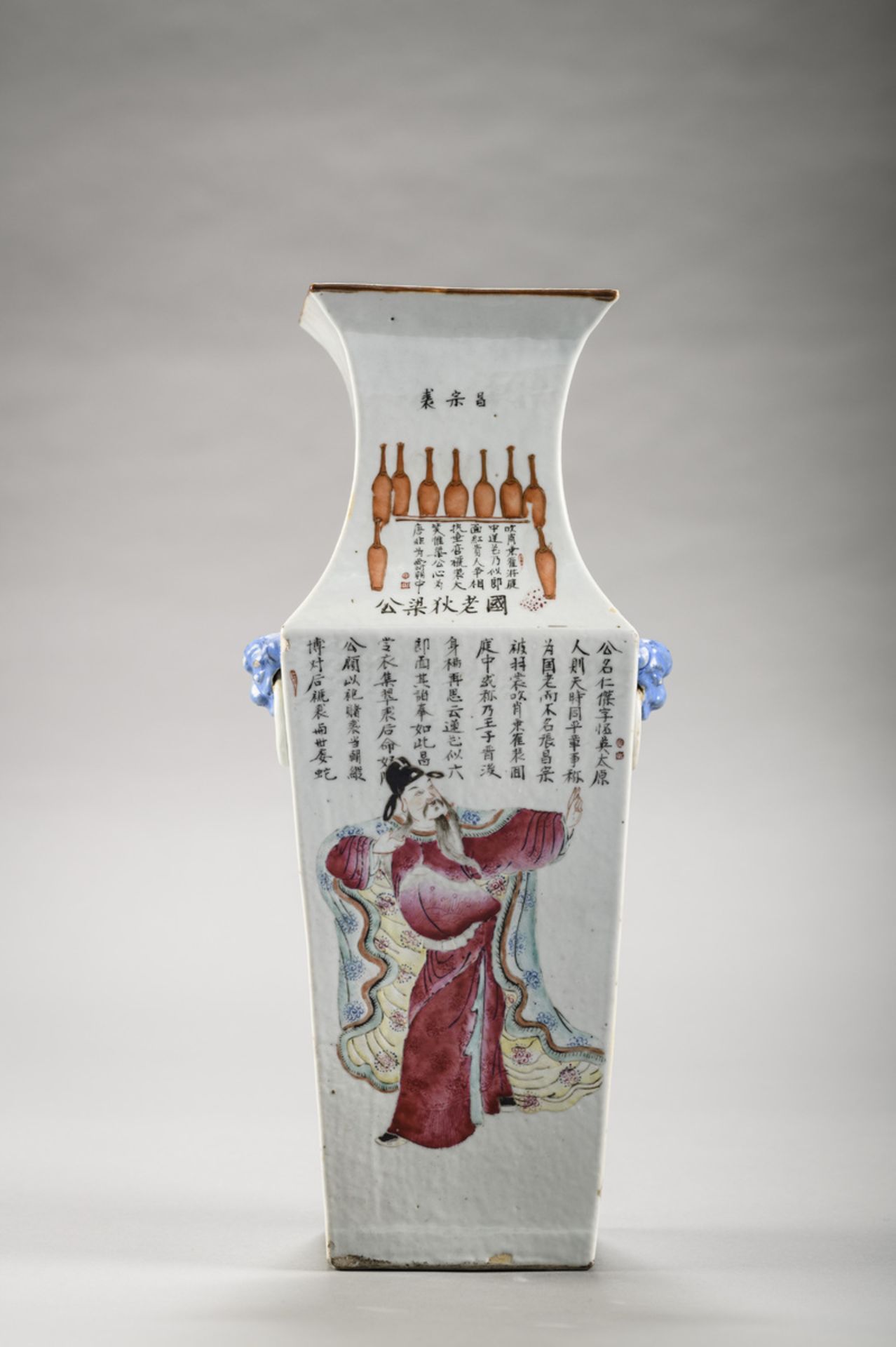 A square vase in Chinese porcelain 'Wu Shuang Pu', 19th century (H41.5cm) (*) - Image 3 of 7