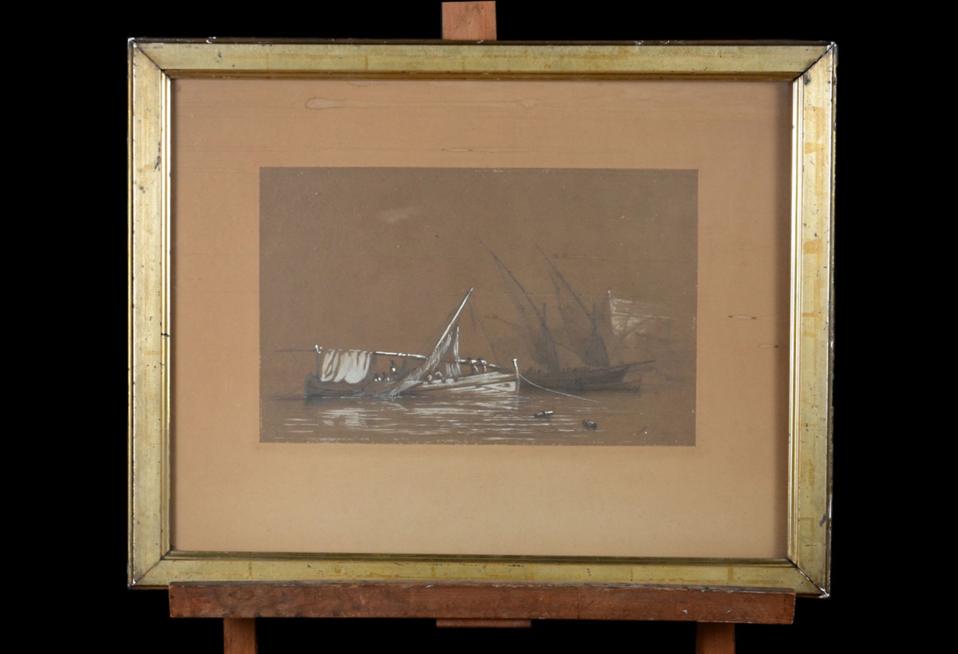 Paul Jean Clays: drawing 'Marine' (26x39cm) - Image 2 of 3