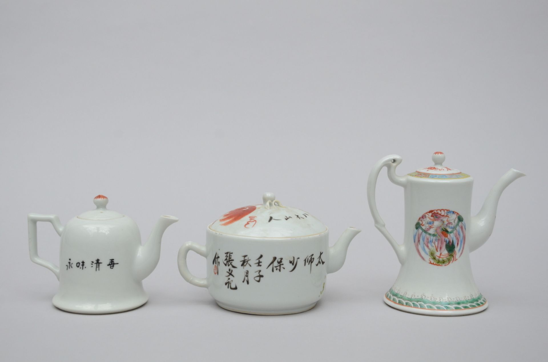 3 Chinese teapots, Republic period (H10.5 - 14cm) - Image 2 of 4