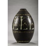 Art Deco vase in stoneware keramis, Boch La Louvière, Charles Catteau, 'abstract' D935B (h28cm)