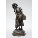 E. Drouot: bronze sculpture 'Girl with goat' (h64cm)