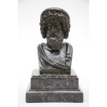 Chardigny: bronze bust on marble base 'Esculape' 1854 (h23 cm)