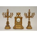 Clock set in gilt bronze, Louis XVI style (49x29x21cm) (H56cm)