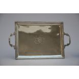 A silver platter with engraving 'wedding gift' (52x32cm)
