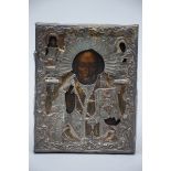 Small icon with silver fittings 'St. Nicholas' (23x18cm) (*)