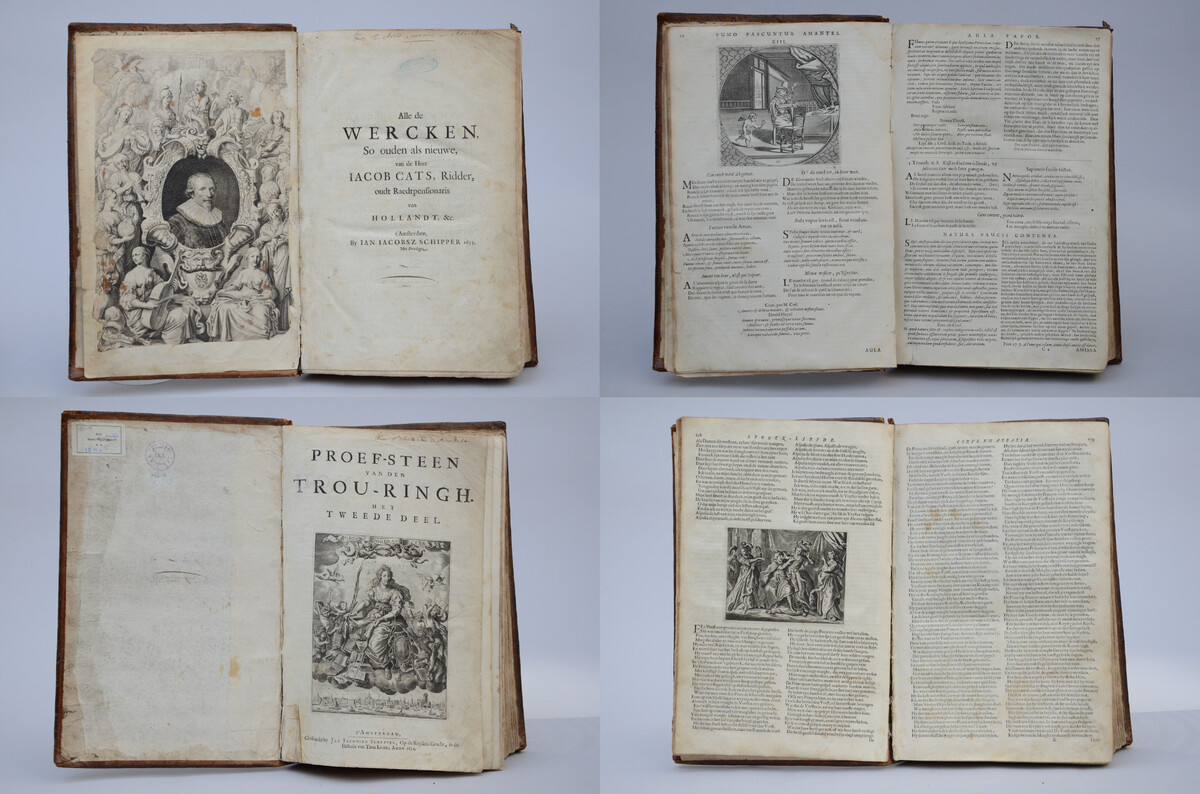 Book consisting of 2 tomes 'Jacob Cats', Amsterdam 17th Century (38x25cm) - Image 3 of 4