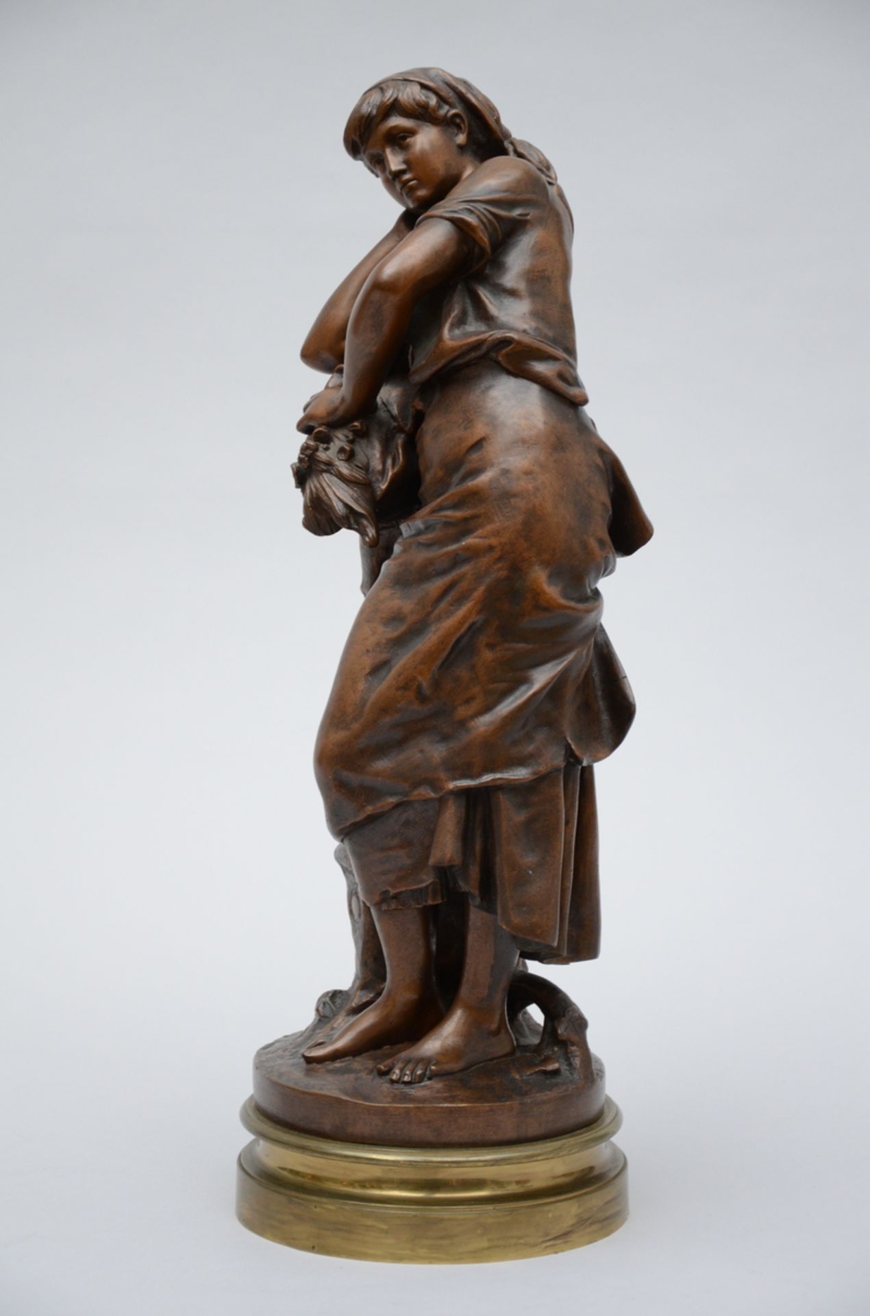 Moreau Mathurin: statue in bronze 'shepherdess' (h55cm) - Image 2 of 5