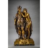J.B. Germain: large gilt bronze sculpture 'Dido and Aeneas' (H84cm)