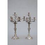 A pair of silver Louis XV style chandeliers (h48cm)