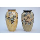 2 Art Déco vases in stoneware Keramis, 'flowers' D1231 and D1232 (h31en32cm) (*)