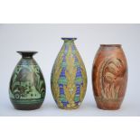 3 Art Deco vases, Boch Keramis, D964 D2225 D2519 (h26 to 32cm)