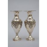 A pair of silver Louis-Philippe vases (925/1000) (h37cm)