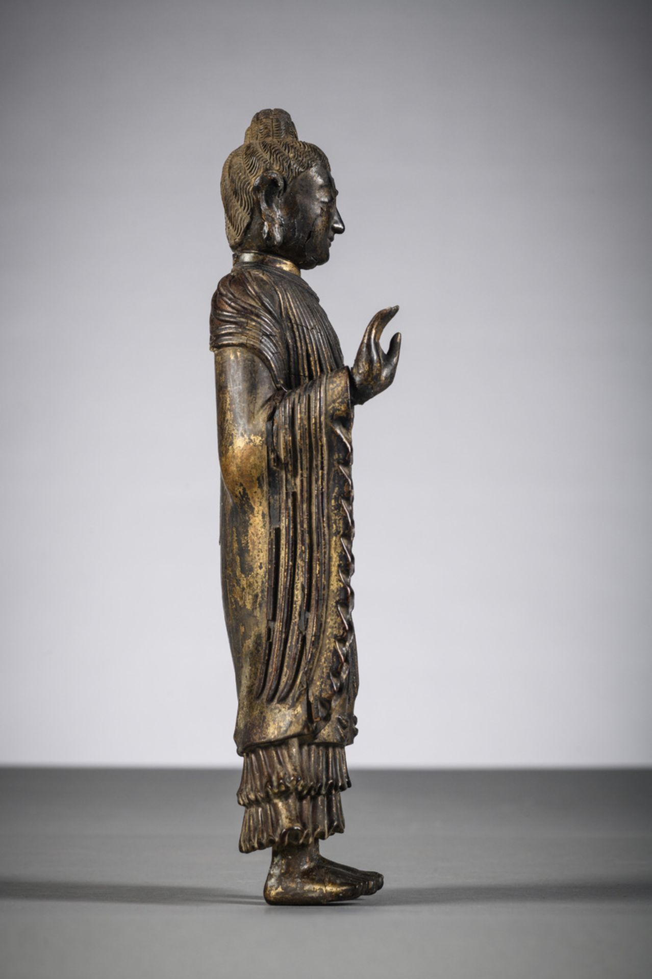Rare Chinese statue in lacquered wood 'Maitreya', Qialong period (h 31.2 cm) - Image 2 of 6