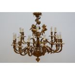 A gilt bronze Napoléon III chandelier with 18 light points 'musicians' (H90cm)