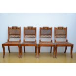 Four painted Biedermeier chairs in satinwood, 19th century (84x48x55 cm) (*)