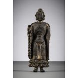 Rare Chinese statue in lacquered wood 'Maitreya', Qialong period (h 31.2 cm)