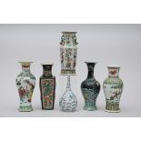 Lot: 6 Chinese porcelain vases (H20 - 26cm) (*)