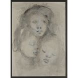 Leonor Fini (attributed): Watercolor 'three women' (67x48cm)