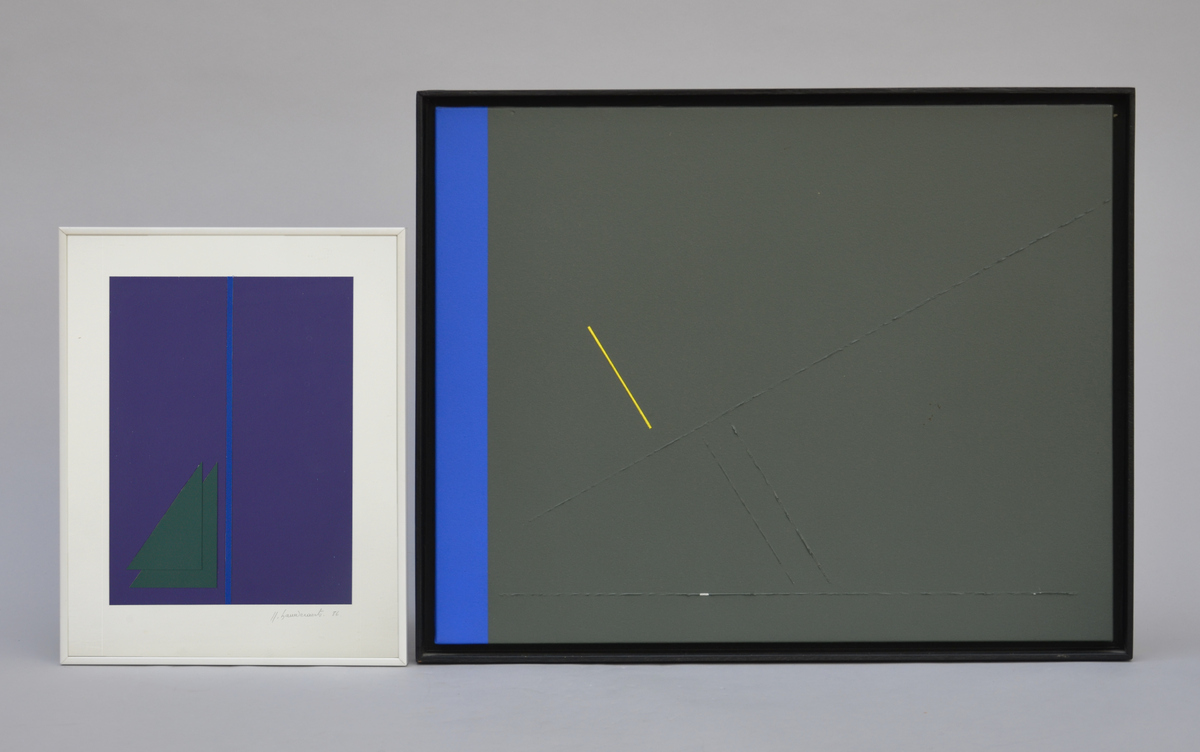 Jacques Bauweraerts: two paintings 'abstract' (50x59cm)(29x21cm)