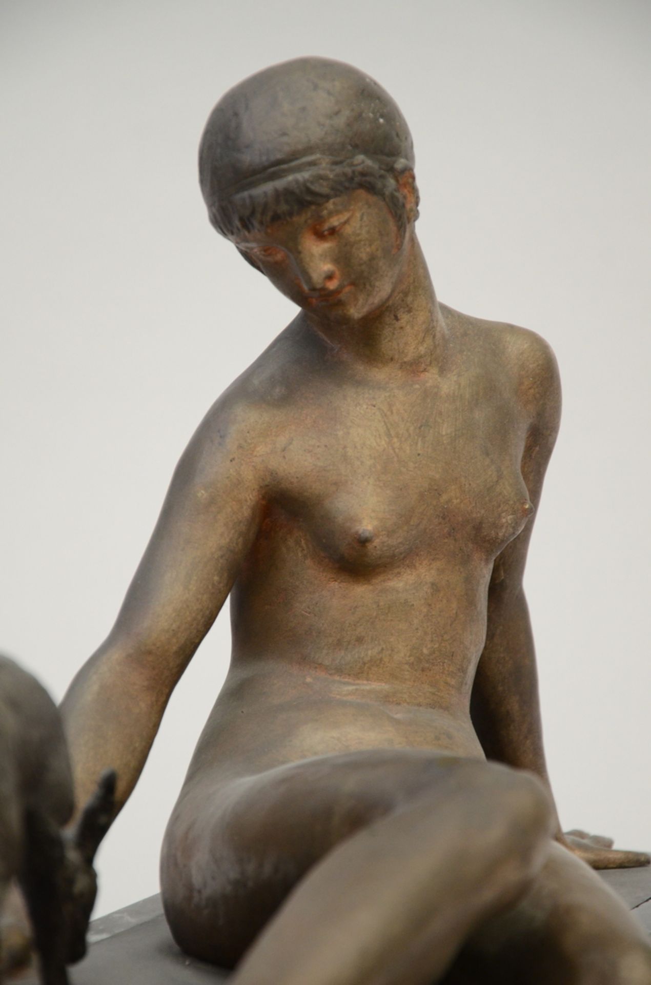 Ary Bitter: Art Deco statue in bronze on a marble base (40x77x27cm) - Image 5 of 5