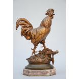 P. Le Courtier: bronze statue 'rooster' (h72cm)