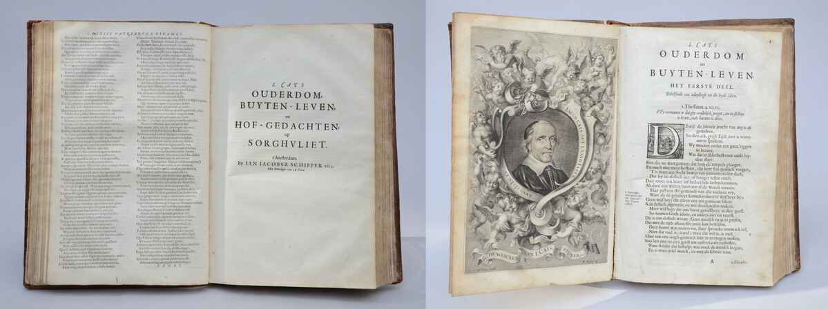 Book consisting of 2 tomes 'Jacob Cats', Amsterdam 17th Century (38x25cm) - Image 4 of 4