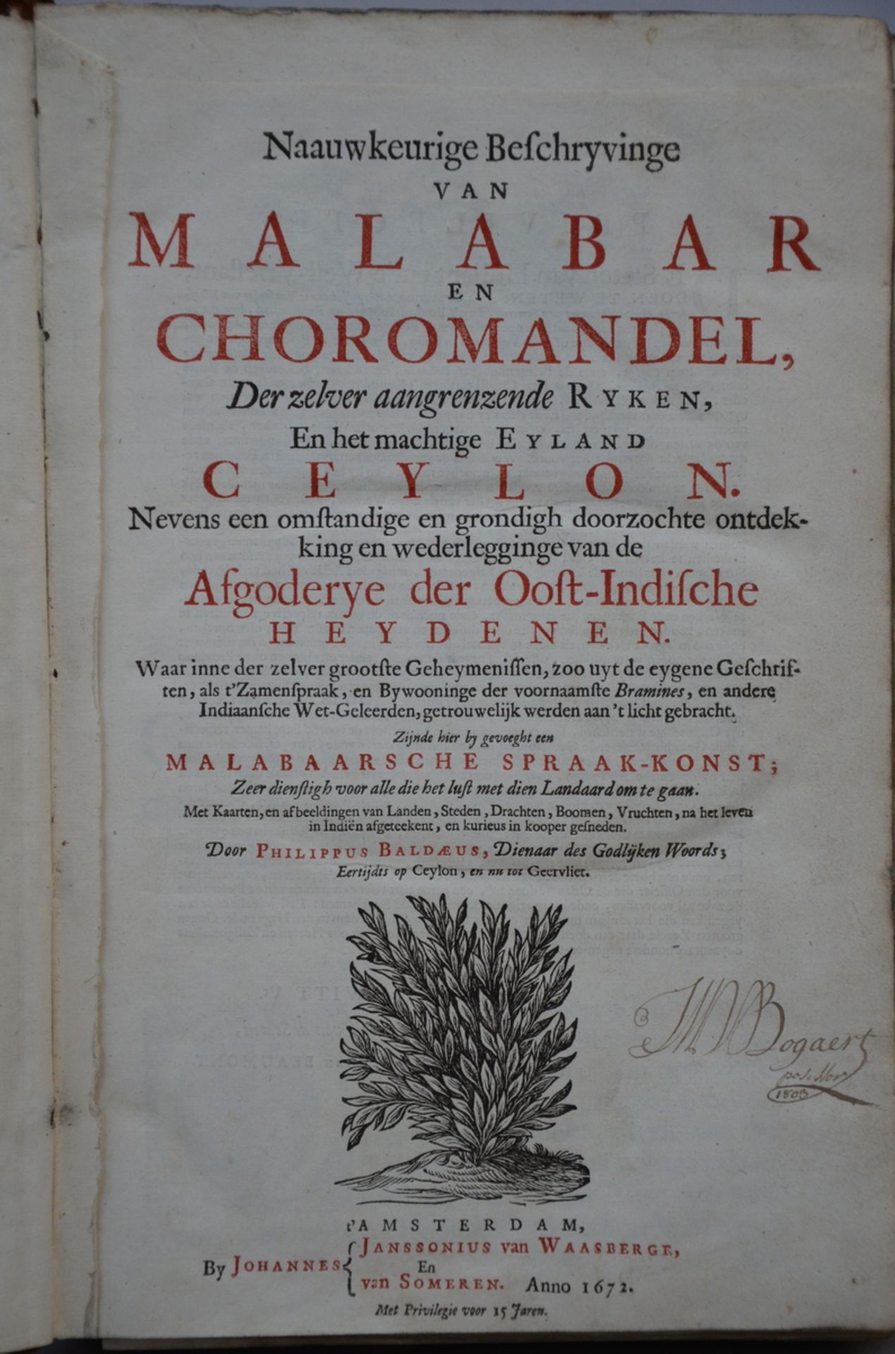 Philippus Baldaeus: boek 'Naauwkeurige beschryvinge van Malabar, Choromandel en Ceylon', 1672 ( - Image 2 of 7