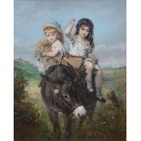 Béguin: painting (o/c) 'Girls with a donkey' (87x71cm)
