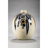 Art Deco vase in stoneware Keramis, Charles Catteau, 'flowers' D989 (h24cm)