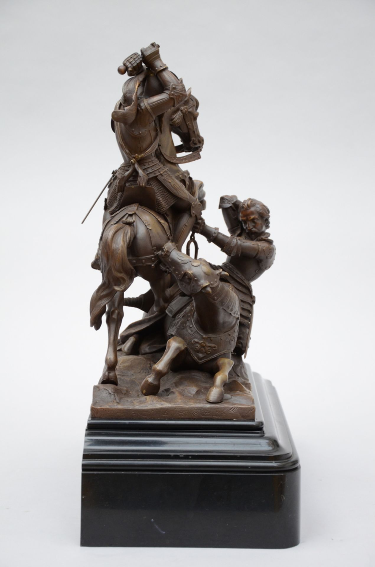 Gothic revival bronze sculpture 'Charles Le Temeraire' (40x36x17cm) (*) - Image 2 of 4