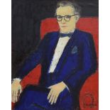 Rik Slabbinck 1954: painting (o/c) 'portrait of Jan Vercammen' (80x100cm)
