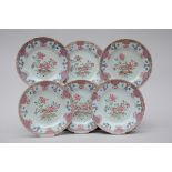 6 Chinese famille rose porcelain plates, 18th century (dia23cm) (*)