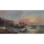 Fielding: painting (o/c) 'shipwreck' (56x100cm) (*)