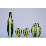 4 Art Deco vases, Boch Keramis D787 (h16 to 46cm) (*)