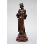 Devéche: bronze sculpture 'lady with book' (h51cm)