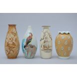 4 Art Deco vases, Boch, D2631 D1648 D2327 D3023 (h25 to 32cm)