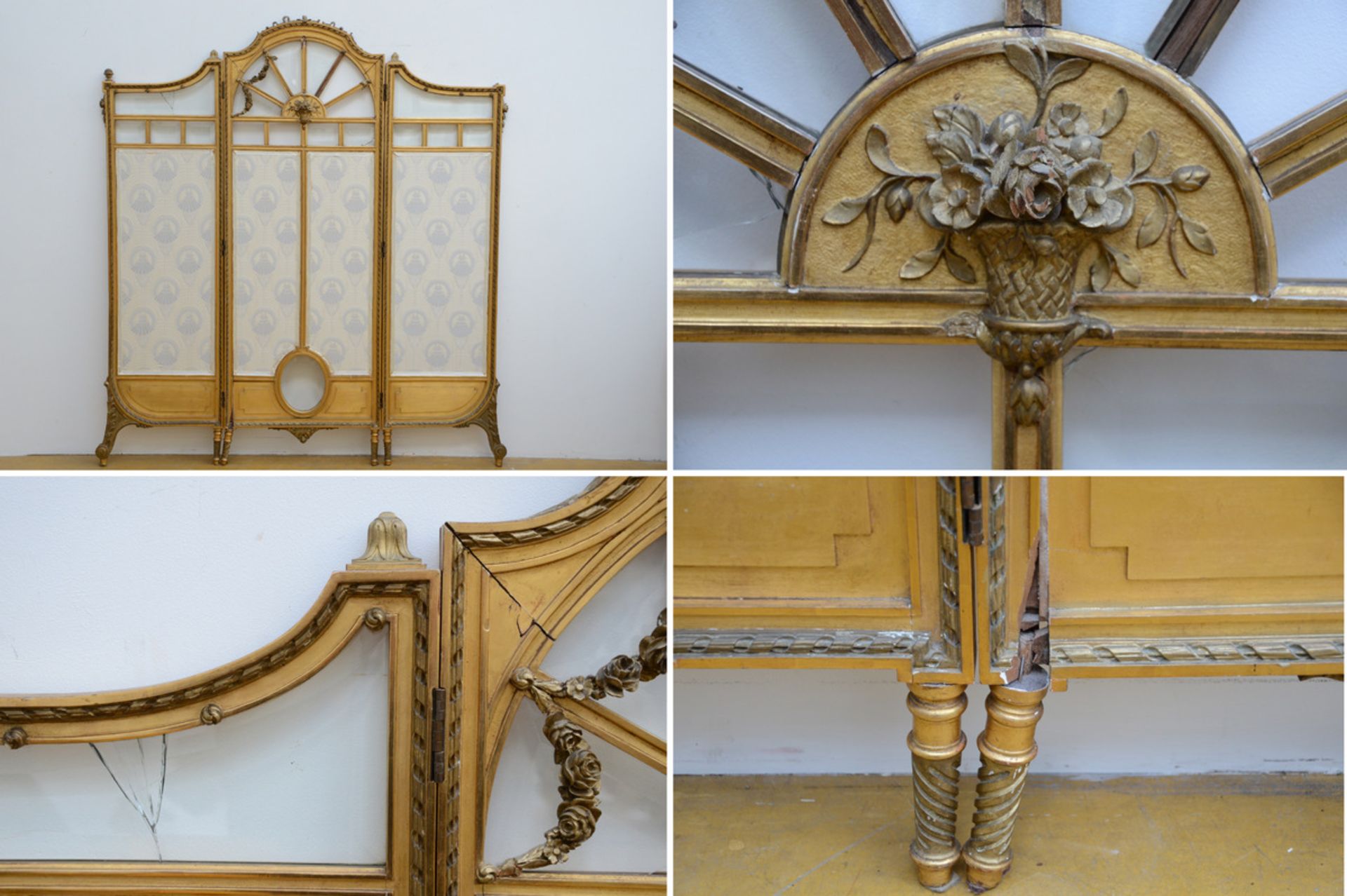 Lot gilt furniture in Louis XVI style: canapé + fauteuil + 2 chairs + gilt room divider (*) - Bild 4 aus 4