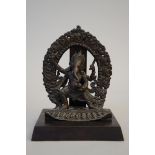 Nepalese bronze statue 'Ganesha' 18th - 19th century (14x11cm)