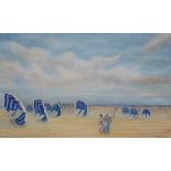 Taf Wallet: painting (o/c) 'parasols bleus dans le vent' (80x130cm)